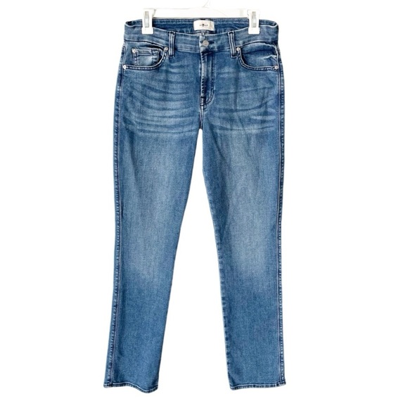 7 For All Mankind Jeans Women's 31 Kimmie Straight Leg Marsh Medium Wash $198 - Picture 1 of 9
